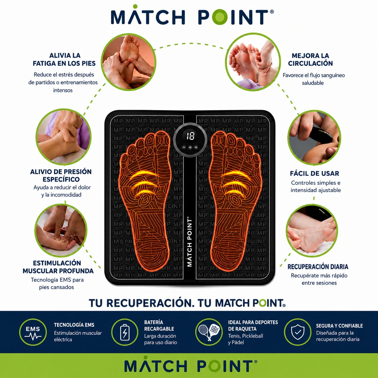 Masajeador de Pies EMS Recargable para una Recuperación Más Rápida