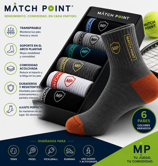 Pack de 6 Calcetines de Rendimiento Match Point™
